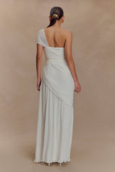 Tamara Shirred Chiffon Midi Dress - White